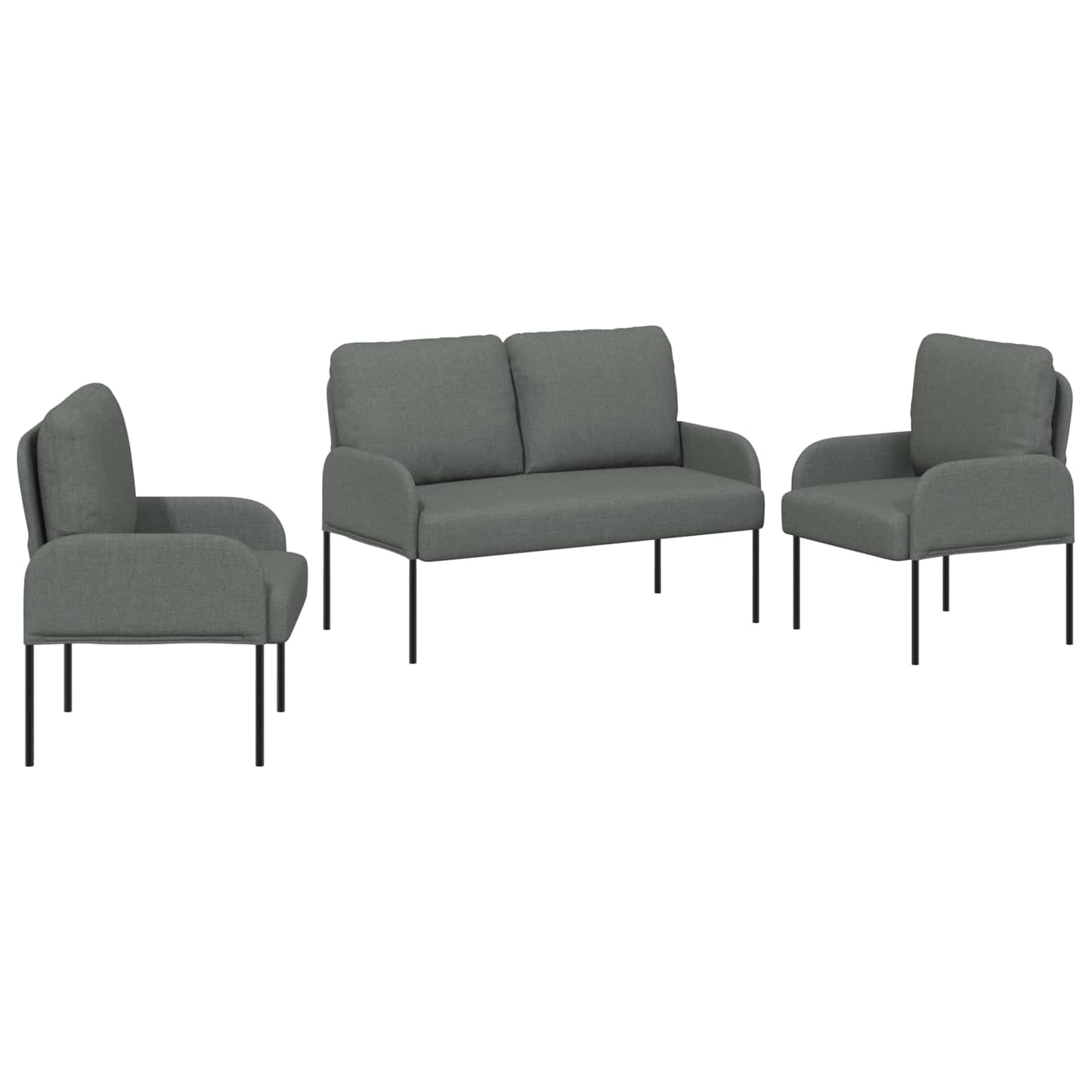Sofagarnituren 3 stk. Dunkelgrau Sperrholz