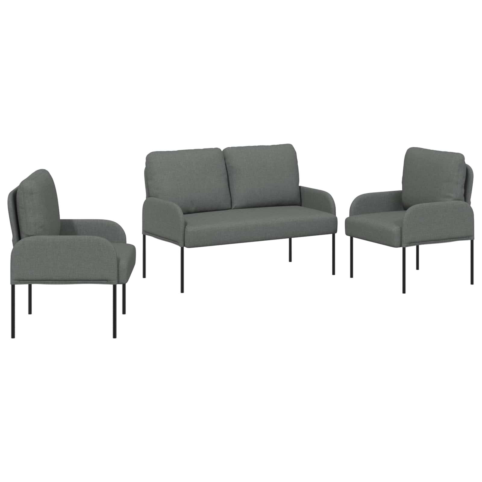 Sofagarnituren 3 stk. Dunkelgrau Sperrholz