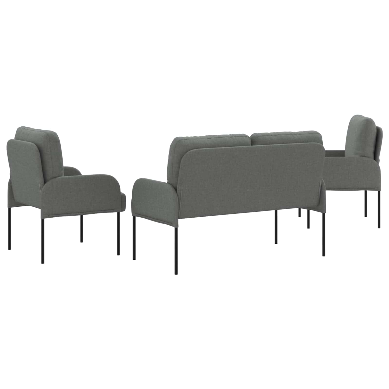 Sofagarnituren 3 stk. Dunkelgrau Sperrholz