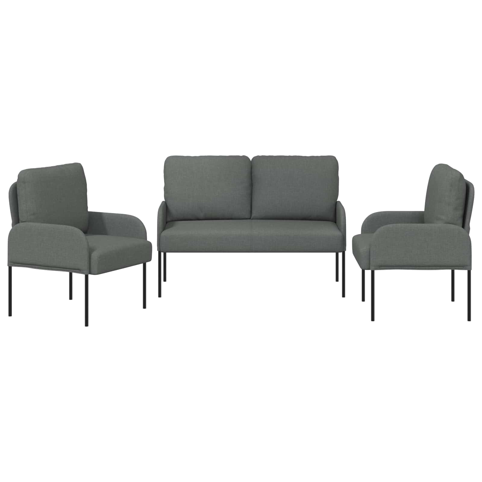Sofagarnituren 3 stk. Dunkelgrau Sperrholz
