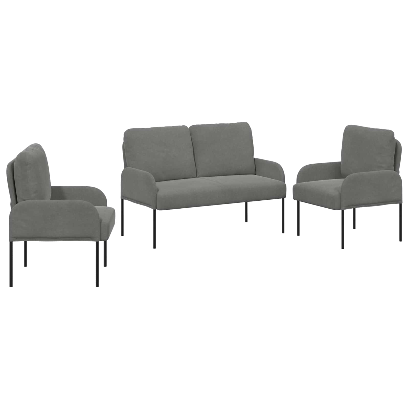Sofagarnituren 3 pcs Dunkelgrau 115 x 56 x 80 cm Sperrholz