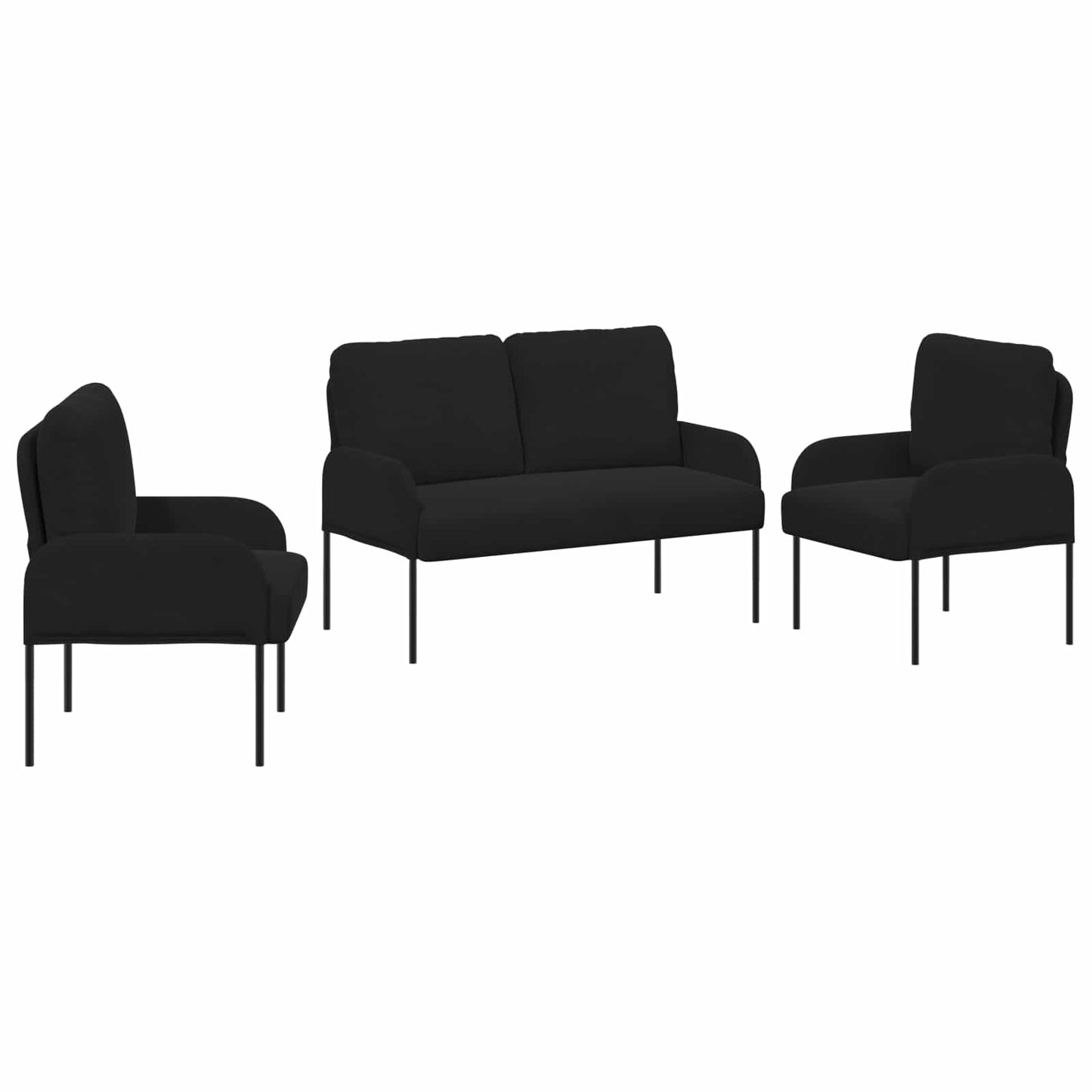 Sofagarnituren 3 stk. Schwarz Sperrholz
