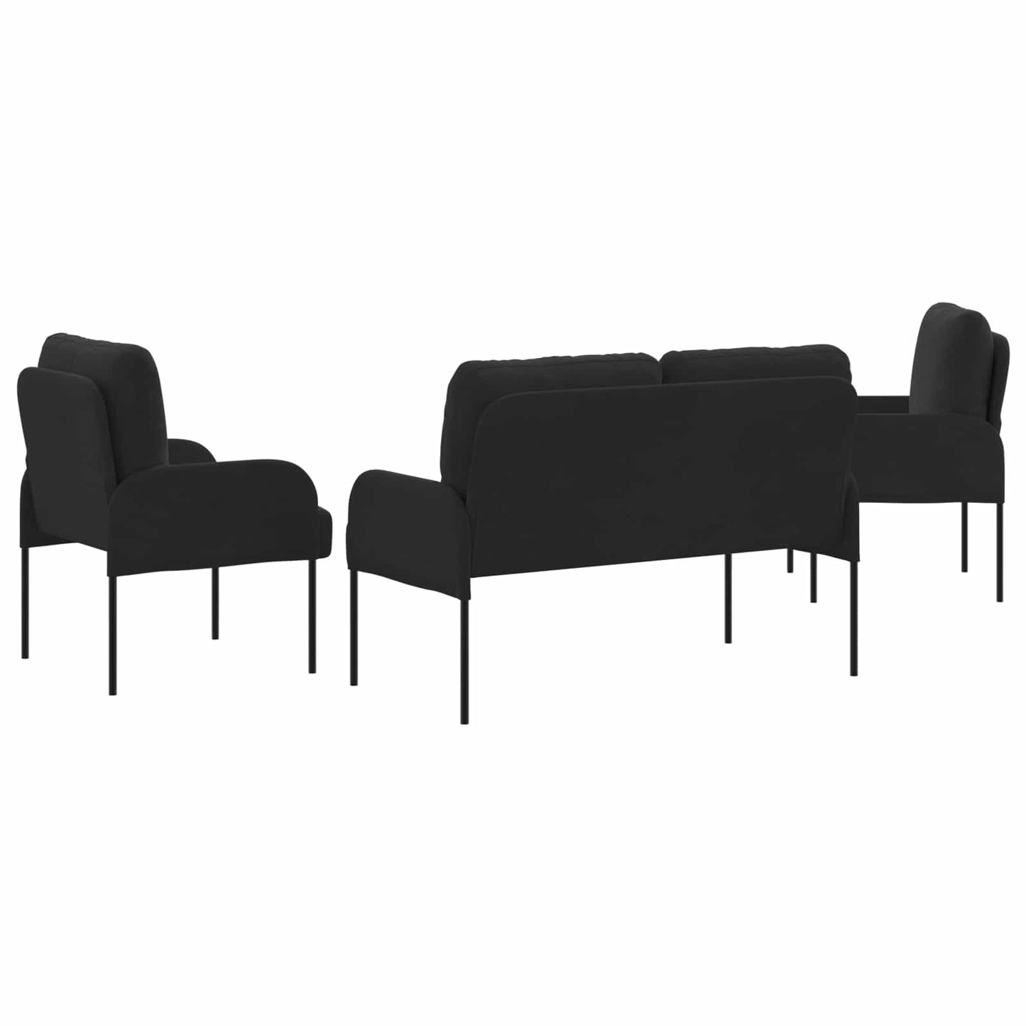 Sofagarnituren 3 stk. Schwarz Sperrholz