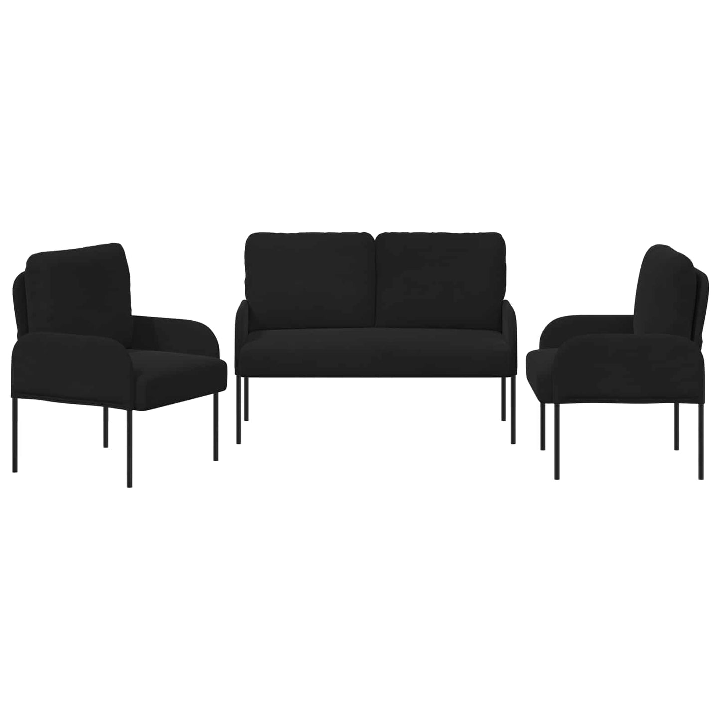 Sofagarnituren 3 stk. Schwarz Sperrholz