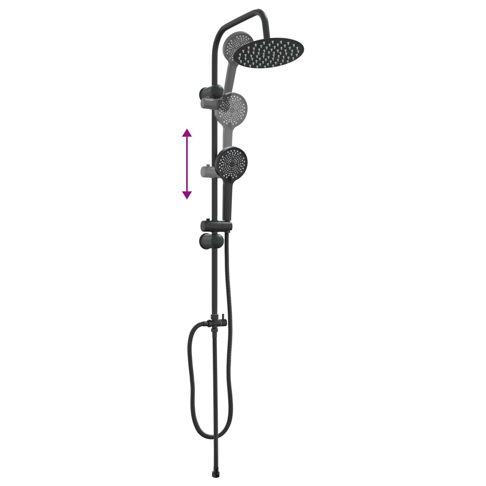 Duschsystem Schwarz 47 x 20 x 95 cm Edelstahl
