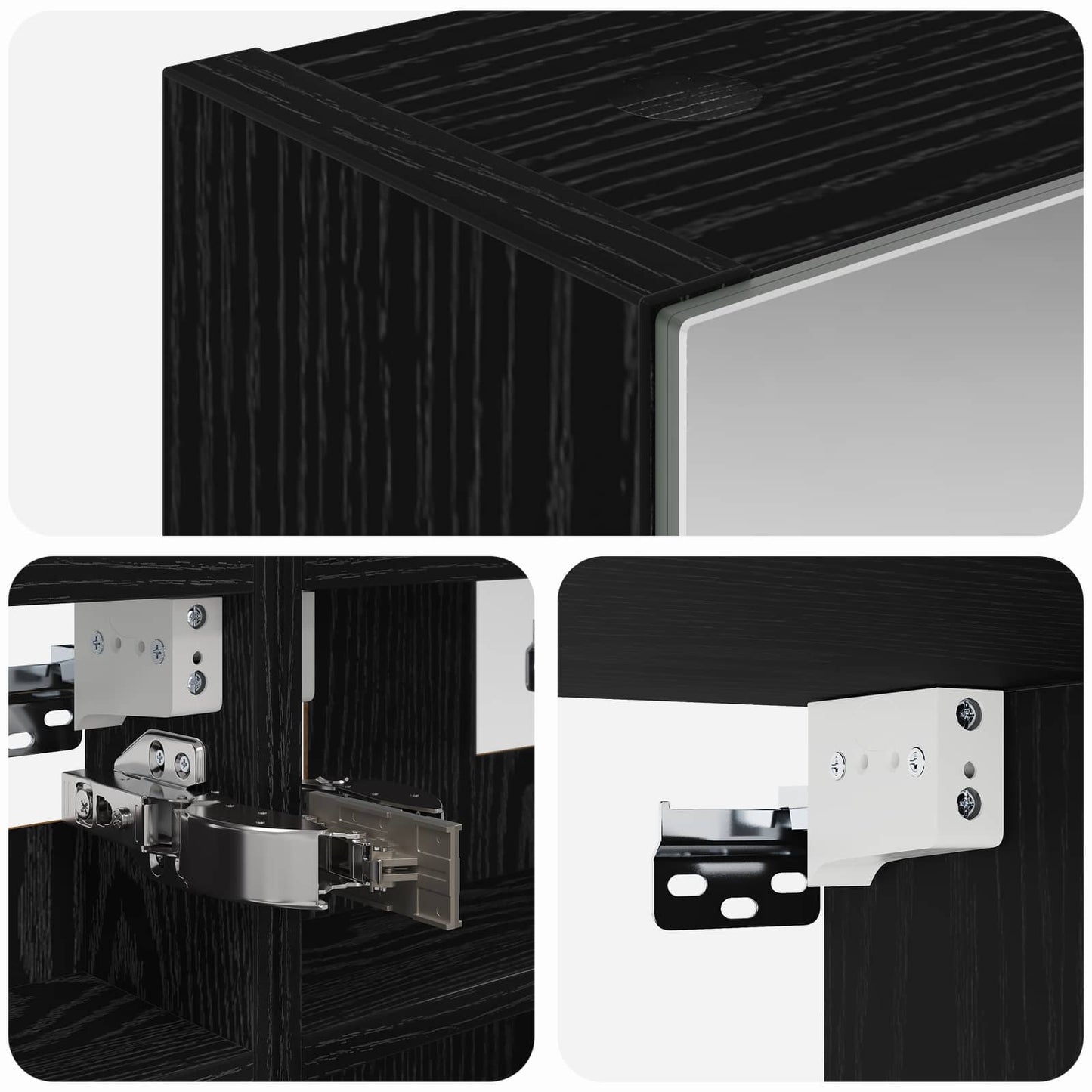 Badezimmerspiegelschrank Schwarz Eichen-Optik 30 x 10,5 x 50 cm