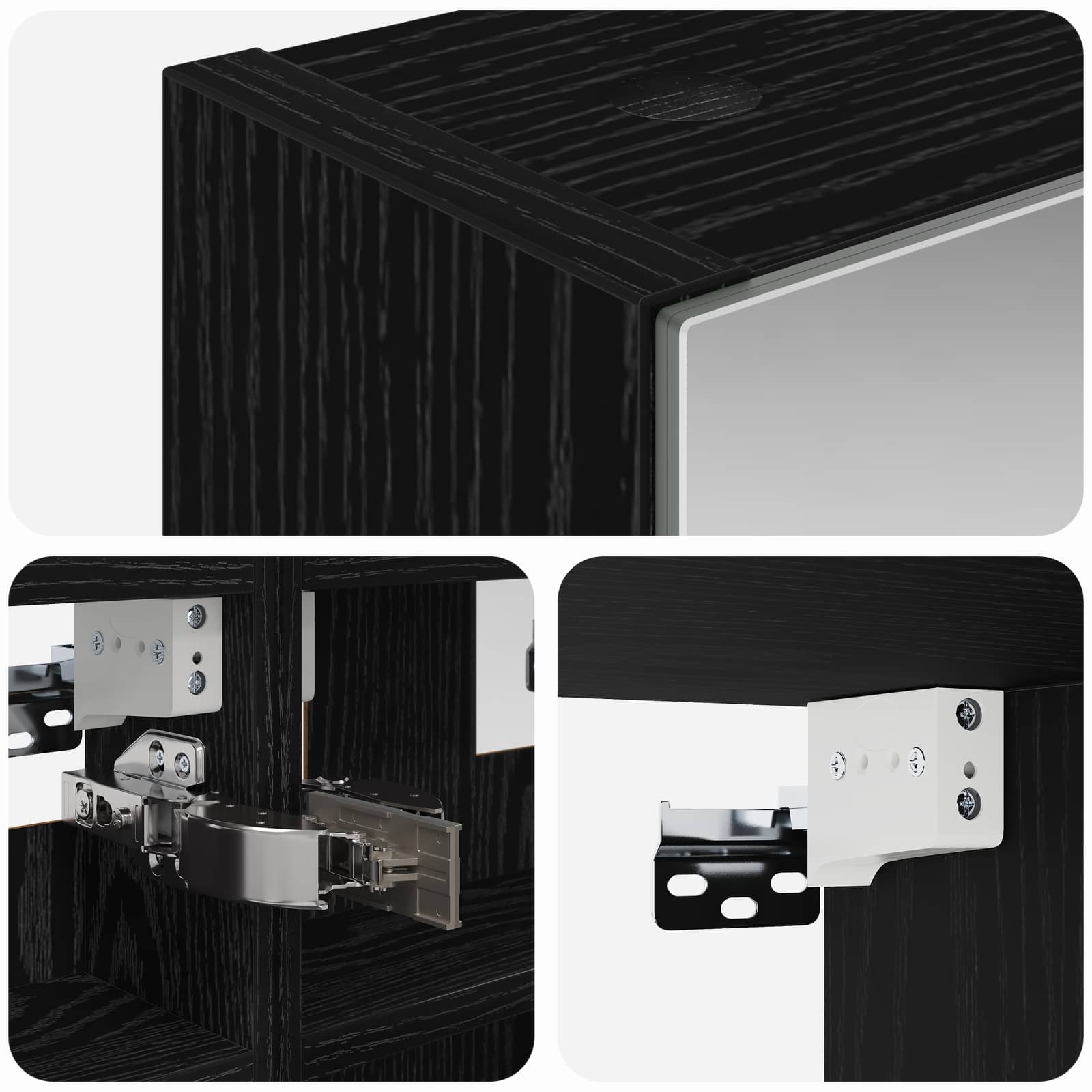 Badezimmerspiegelschrank Schwarz Eichen-Optik 30 x 10,5 x 50 cm