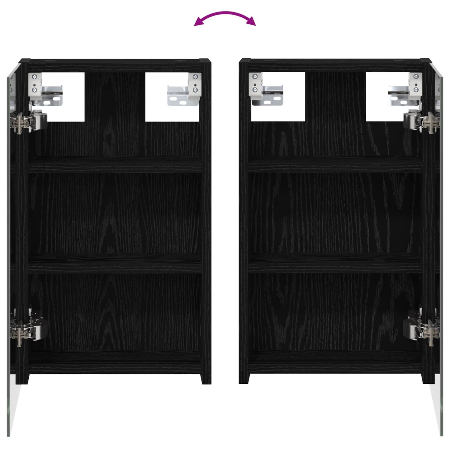 Badezimmerspiegelschrank Schwarz Eichen-Optik 30 x 10,5 x 50 cm