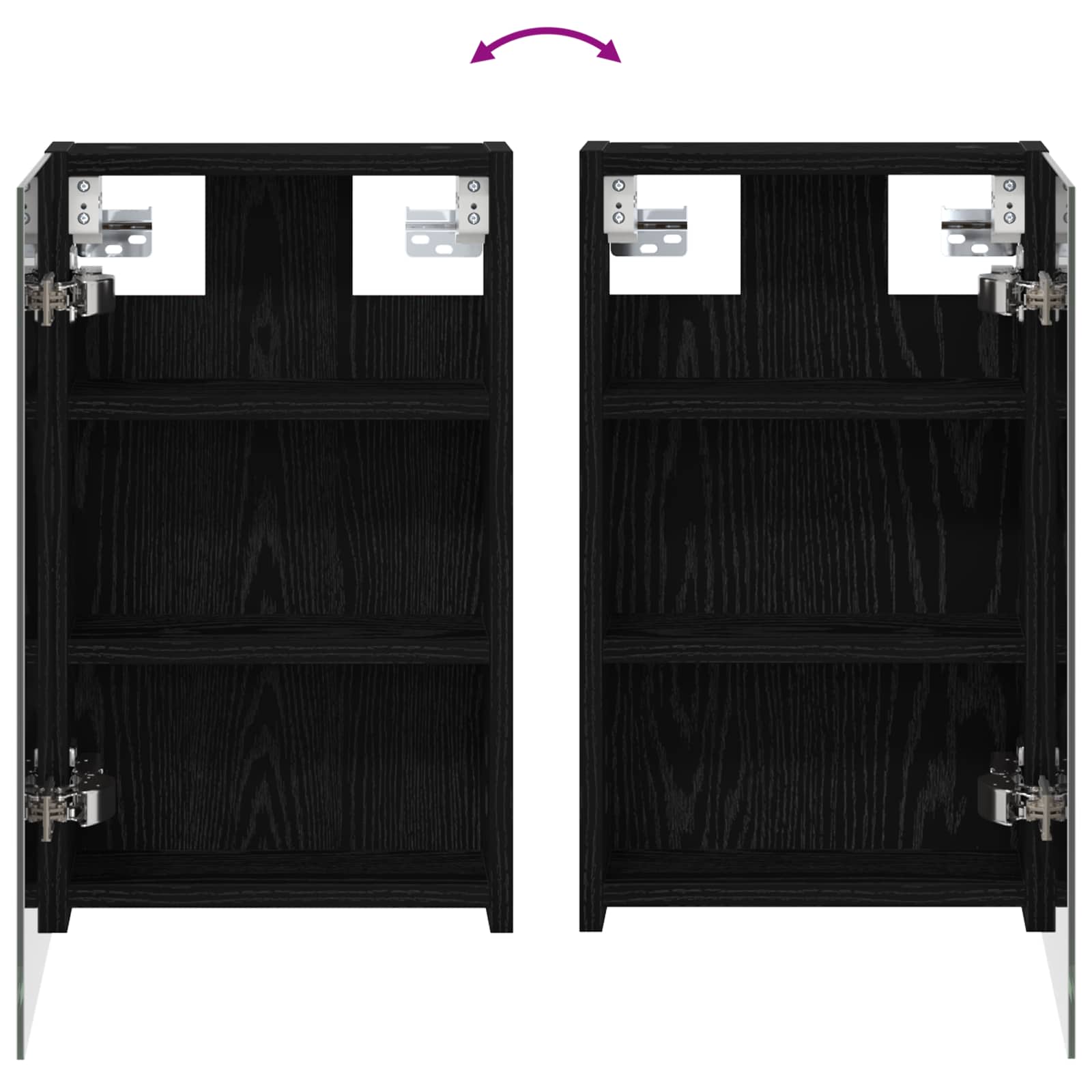 Badezimmerspiegelschrank Schwarz Eichen-Optik 30 x 10,5 x 50 cm