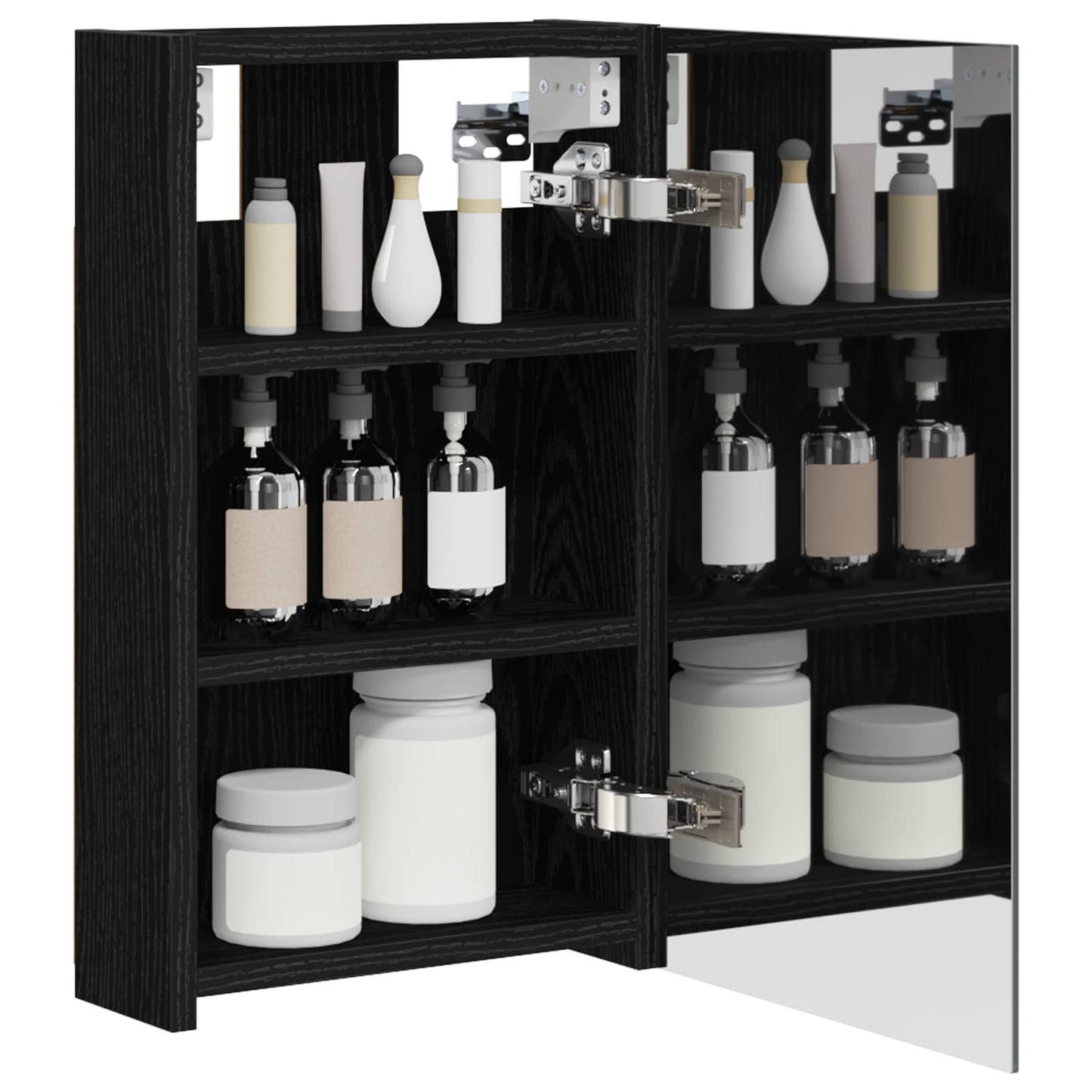 Badezimmerspiegelschrank Schwarz Eichen-Optik 30 x 10,5 x 50 cm