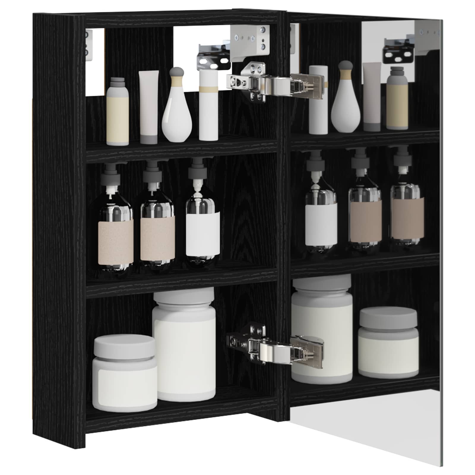 Badezimmerspiegelschrank Schwarz Eichen-Optik 30 x 10,5 x 50 cm