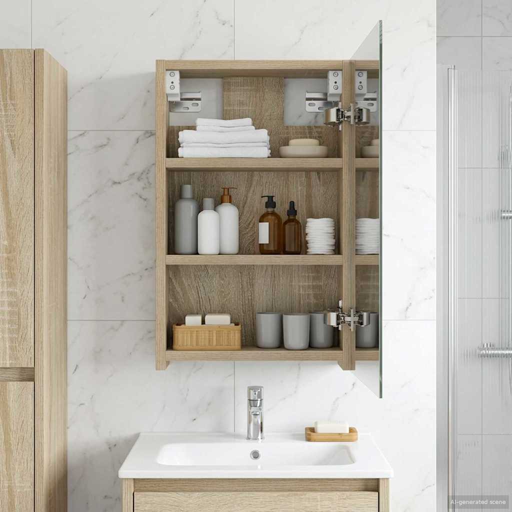 Badezimmerspiegelschrank Sonoma-Eiche 30 x 10,5 x 50 cm