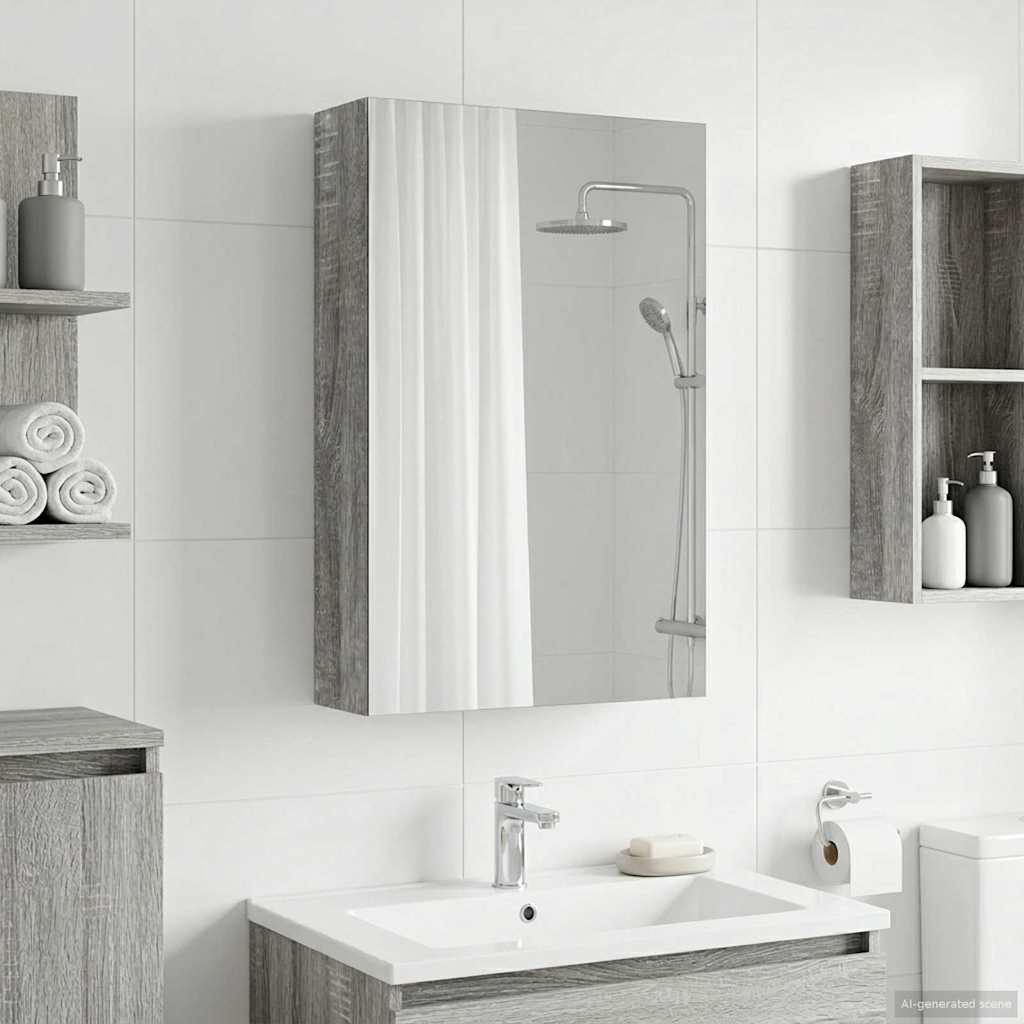 Badezimmerspiegelschrank Graues Sonoma 30 x 10,5 x 50 cm
