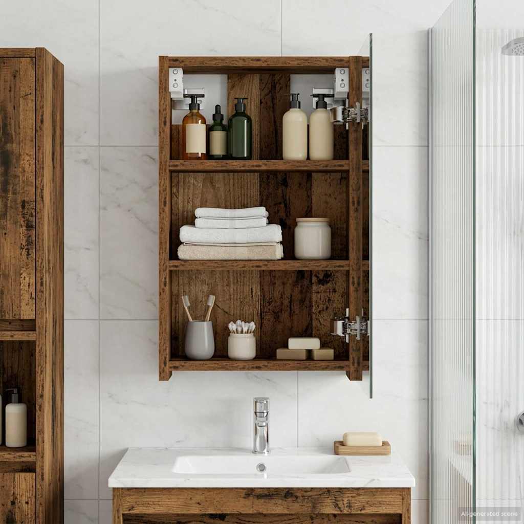 Badezimmerspiegelschrank Altholz 30 x 10,5 x 50 cm