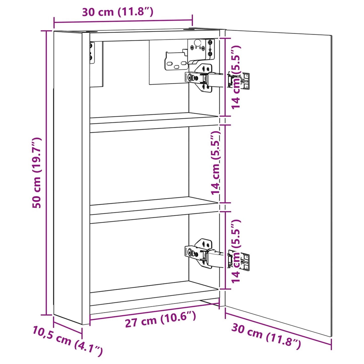 Badezimmerspiegelschrank Altholz 30 x 10,5 x 50 cm
