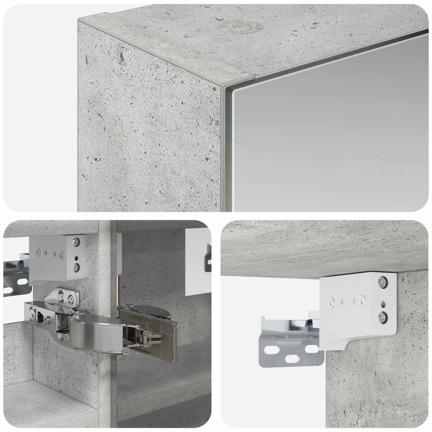 Badezimmerspiegelschrank Beton Grau 30 x 10,5 x 50 cm