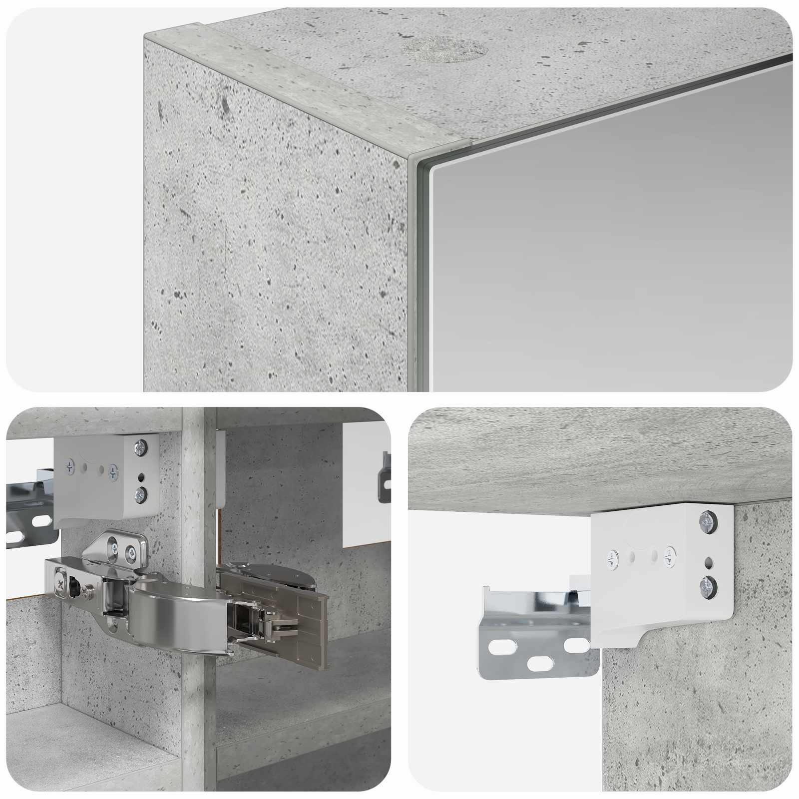 Badezimmerspiegelschrank Beton Grau 30 x 10,5 x 50 cm