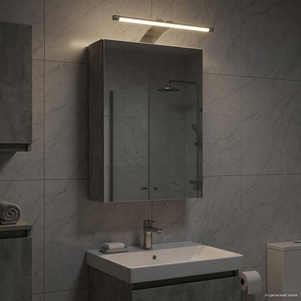 Badezimmerspiegelschrank Beton Grau 30 x 10,5 x 50 cm