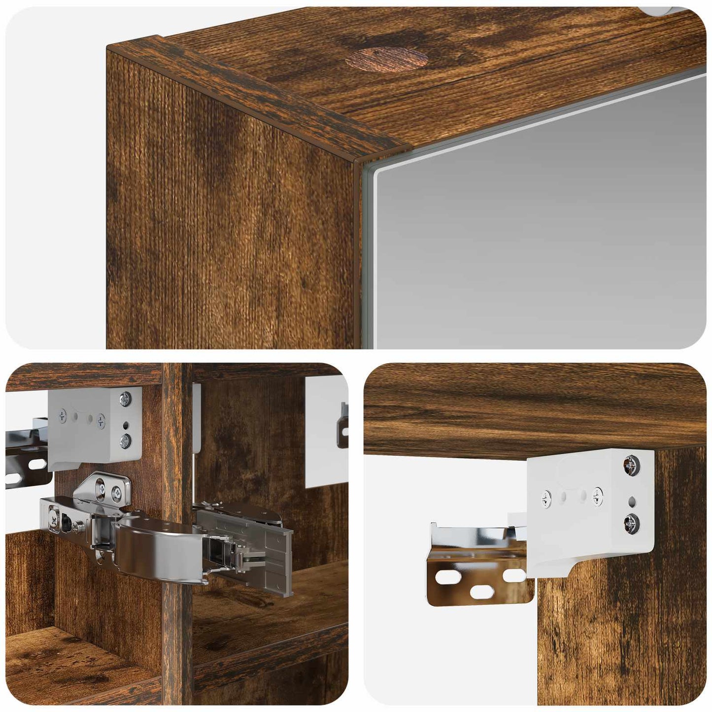 Badezimmerspiegelschrank Geräucherte Eiche 30 x 10,5 x 50 cm
