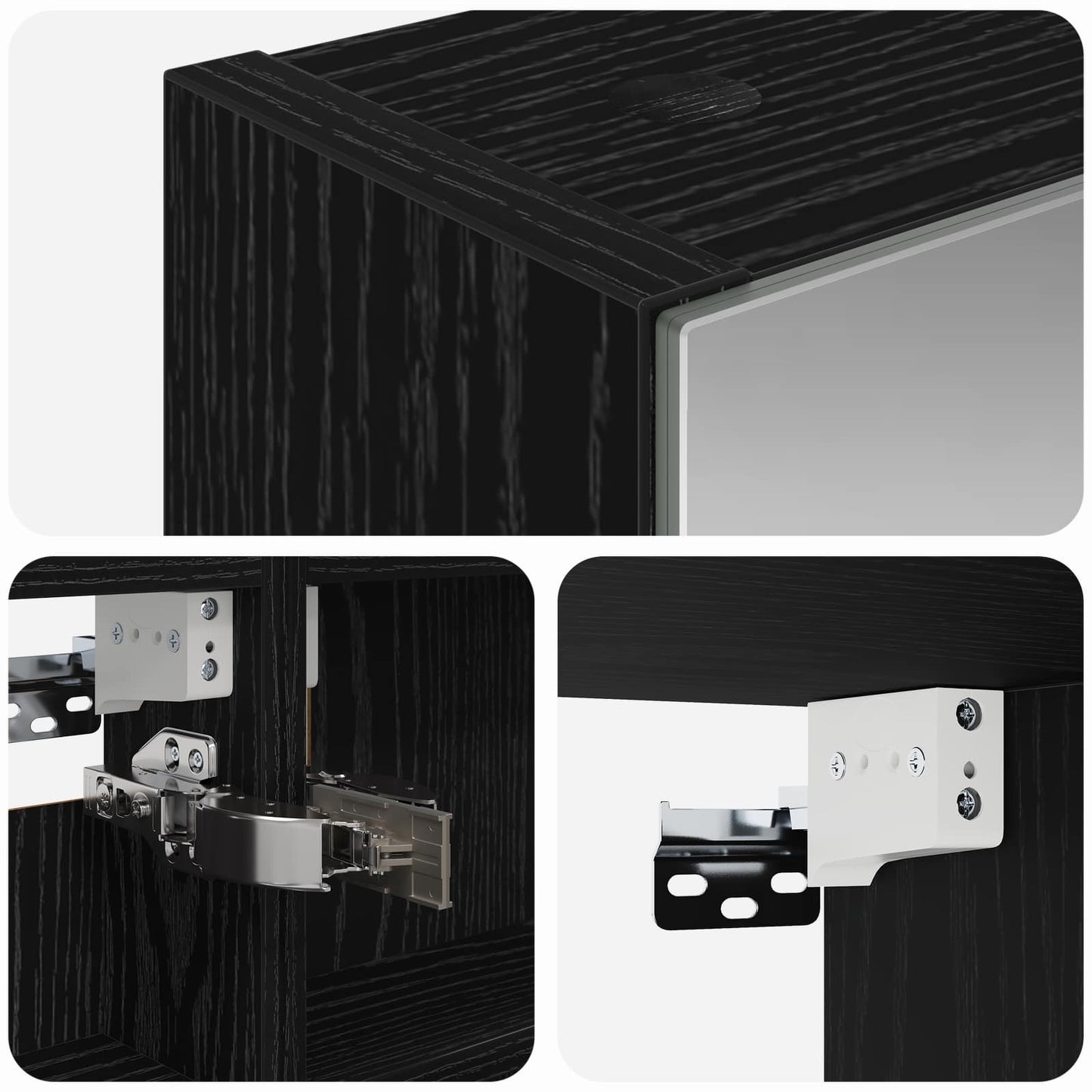 Badezimmerspiegelschrank Schwarz Eichen-Optik