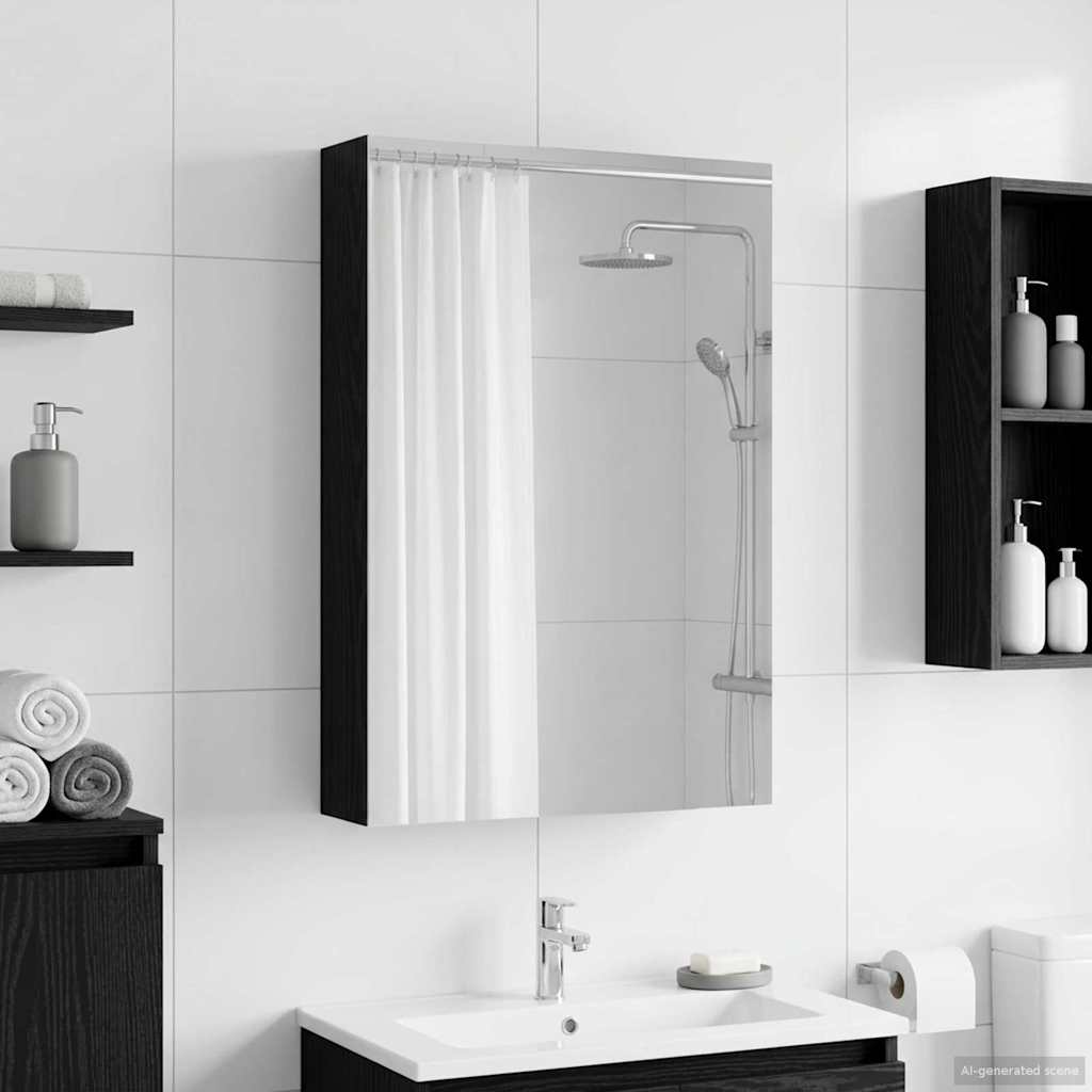 Badezimmerspiegelschrank Schwarz Eichen-Optik