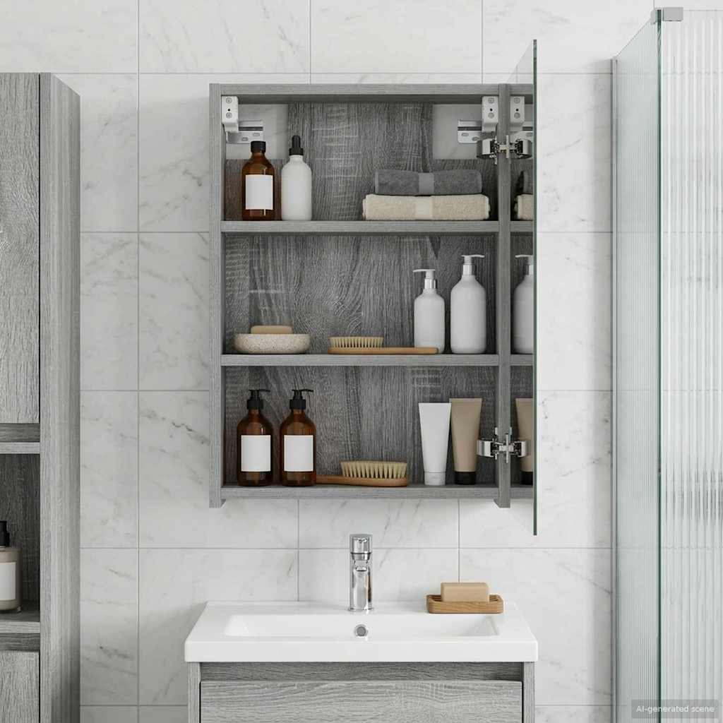 Badezimmerspiegelschrank Graues Sonoma 40 x 10,5 x 60,5 cm