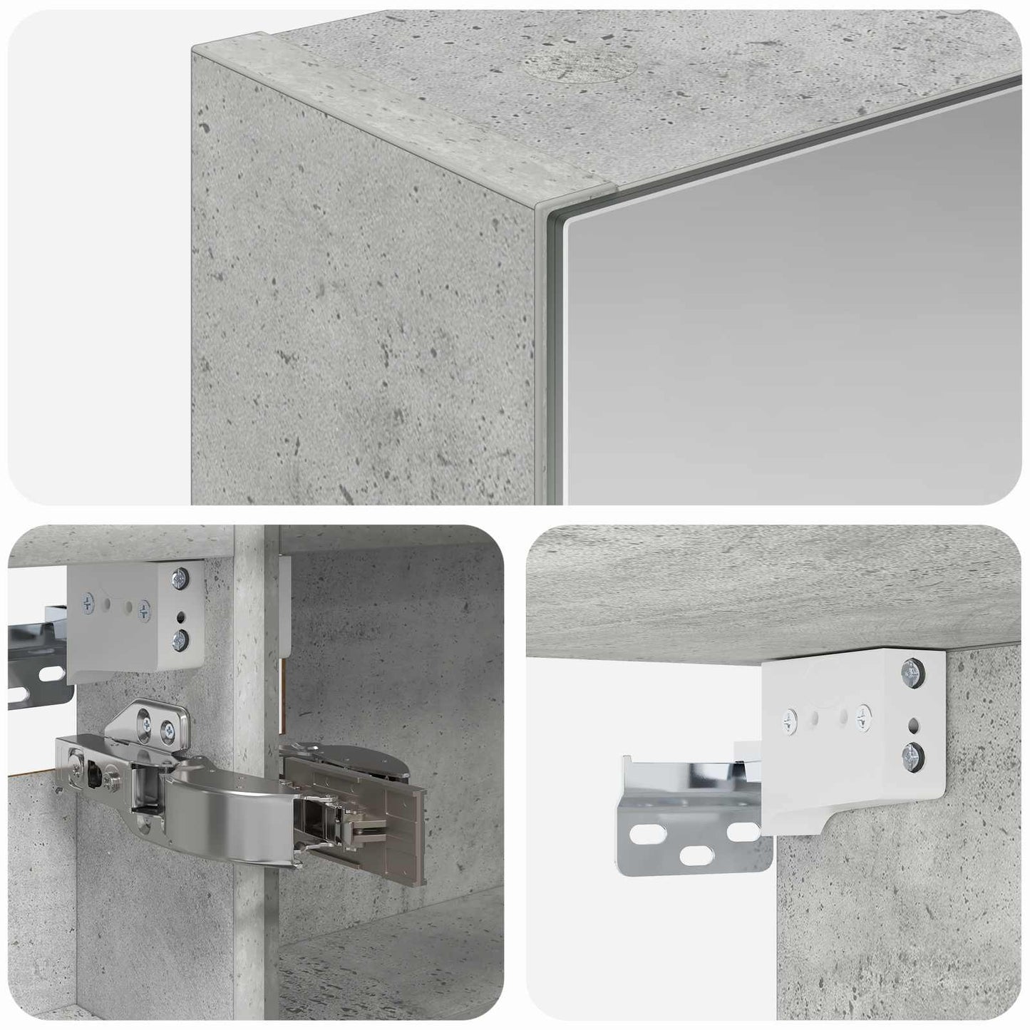 Badezimmerspiegelschrank Beton Grau 40 x 10,5 x 60,5 cm