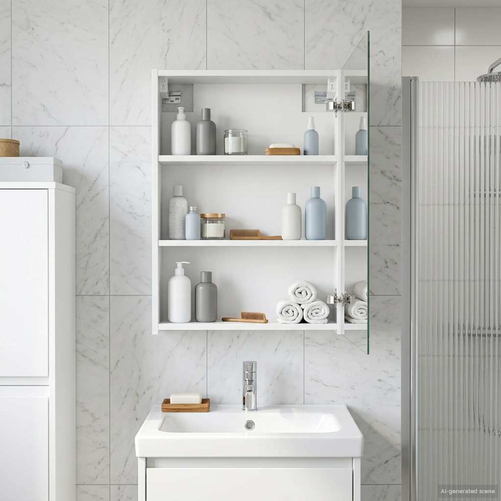 Badezimmerspiegelschrank Weiß 50 x 14,5 x 70 cm Holzwerkstoff