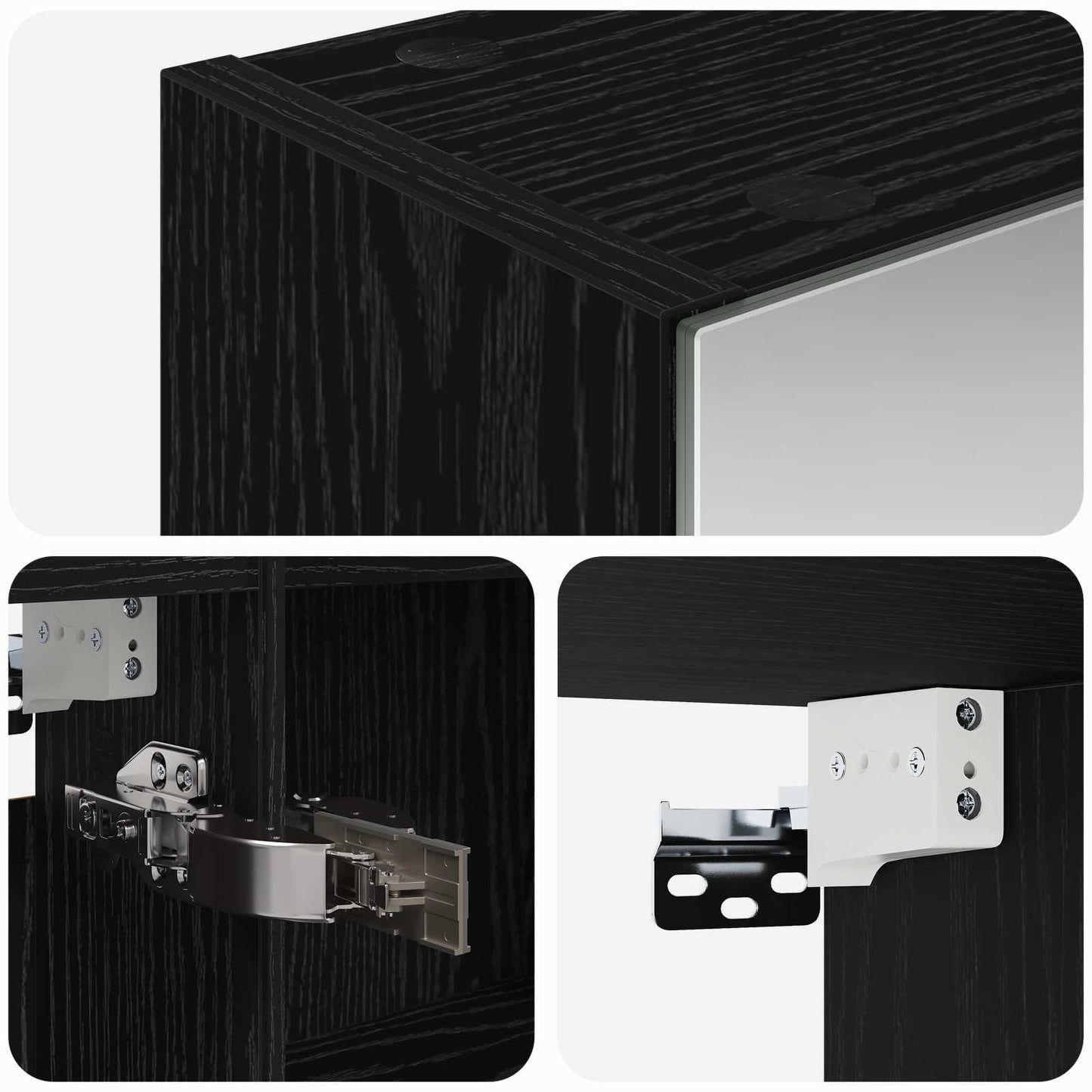 Badezimmerspiegelschrank Schwarz Eichen-Optik 50 x 14,5 x 70 cm