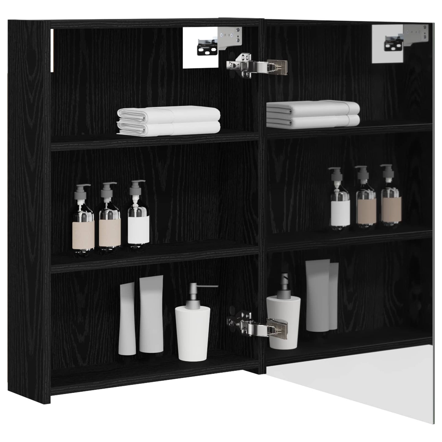 Badezimmerspiegelschrank Schwarz Eichen-Optik 50 x 14,5 x 70 cm