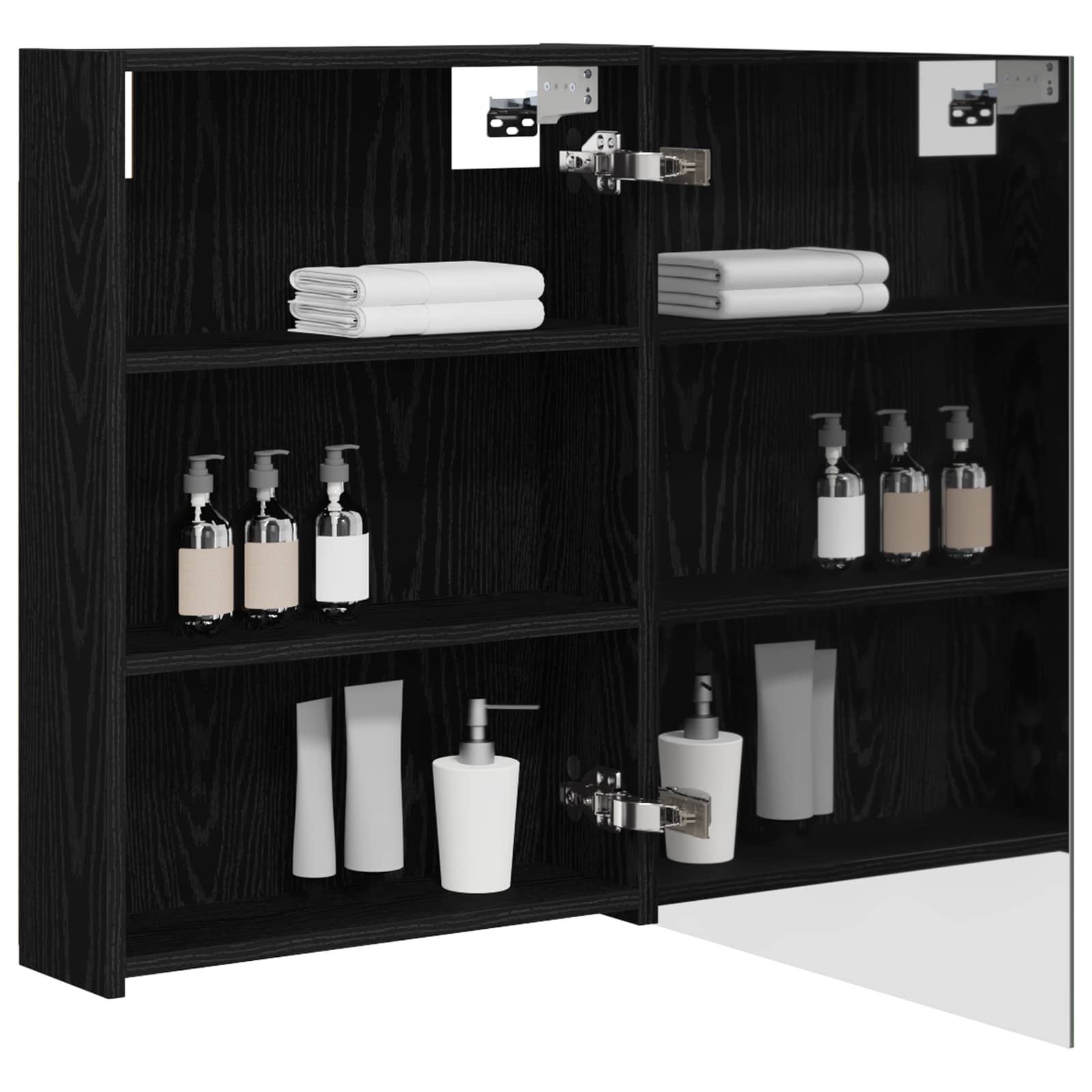 Badezimmerspiegelschrank Schwarz Eichen-Optik 50 x 14,5 x 70 cm