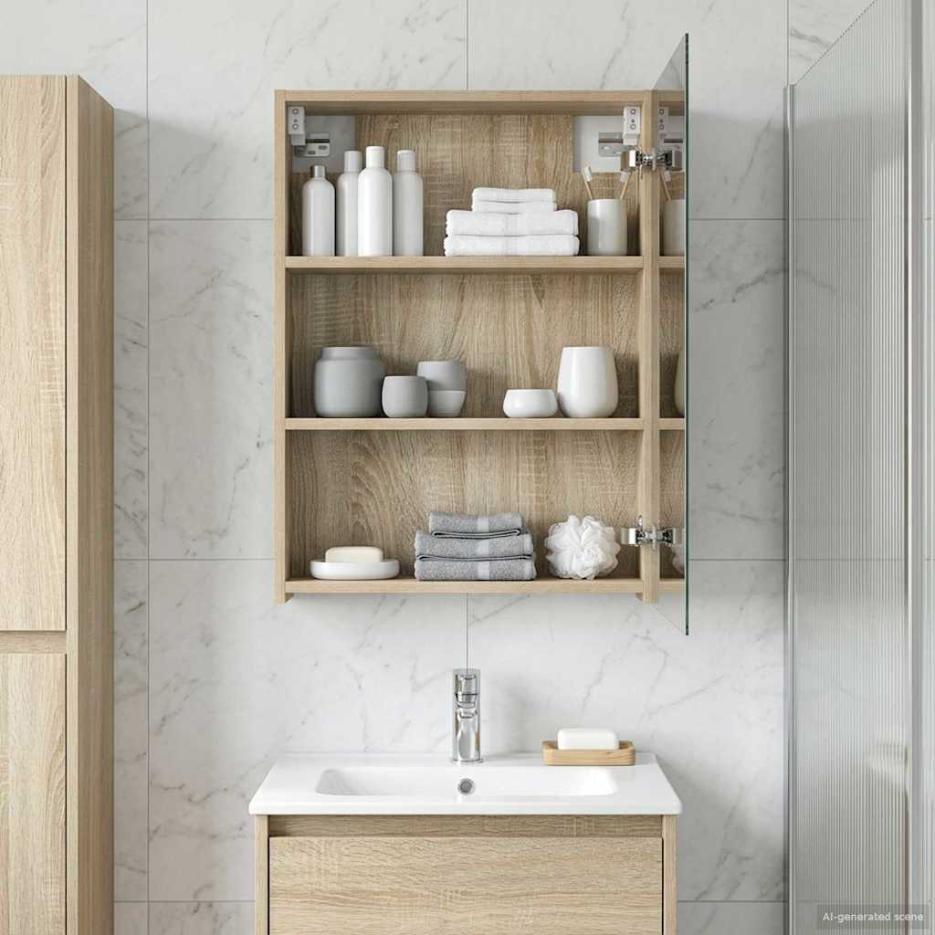 Badezimmerspiegelschrank Sonoma-Eiche 50 x 14,5 x 70 cm