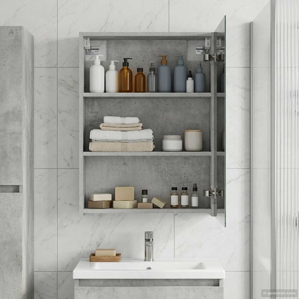 Badezimmerspiegelschrank Beton Grau 50 x 14,5 x 70 cm