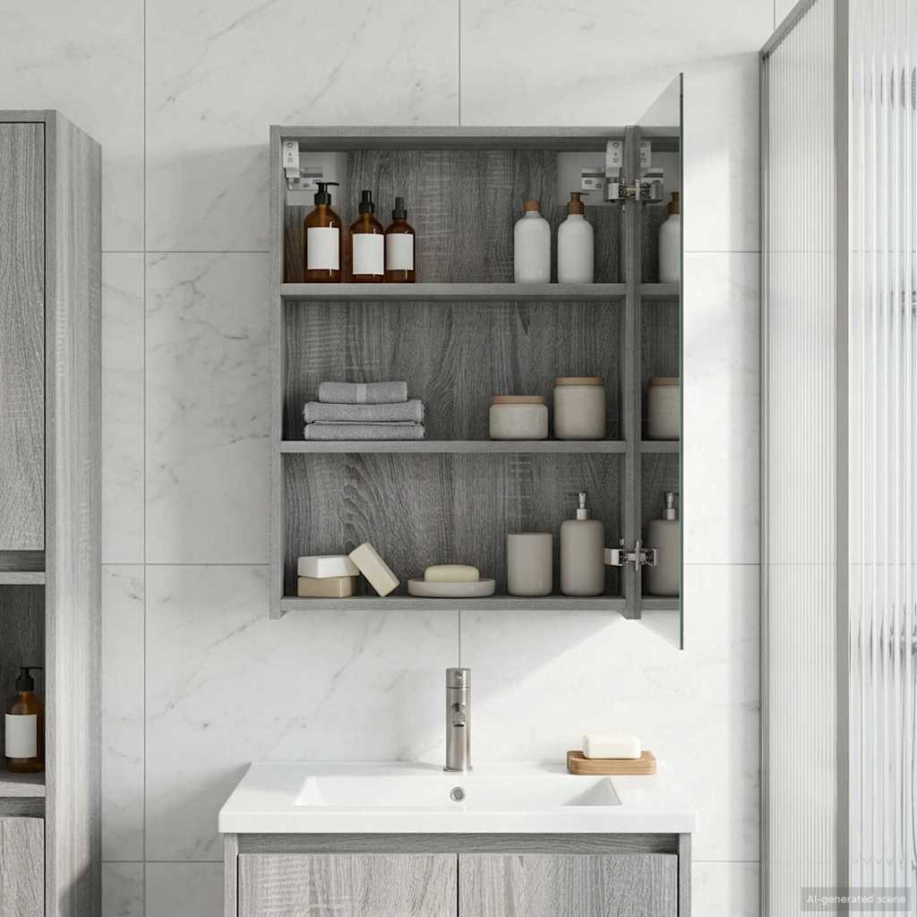 Badezimmerspiegelschrank Graues Sonoma 50 x 14,5 x 70 cm