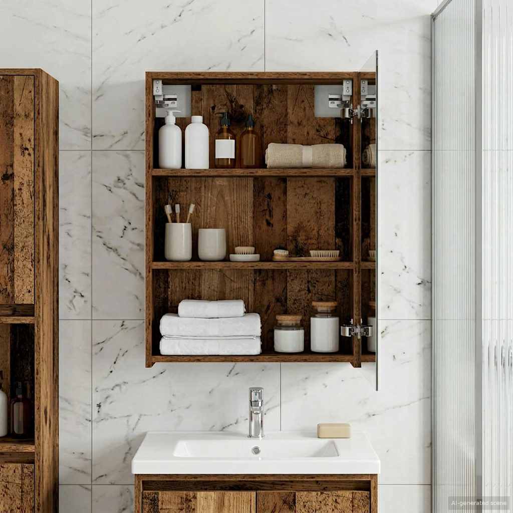 Badezimmerspiegelschrank Altholz 50 x 14,5 x 70 cm