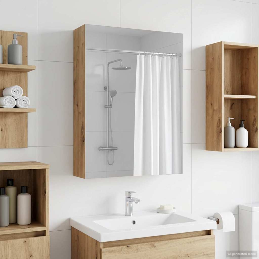 Badezimmerspiegelschrank Kunsthandwerk Eiche 50 x 14,5 x 70 cm