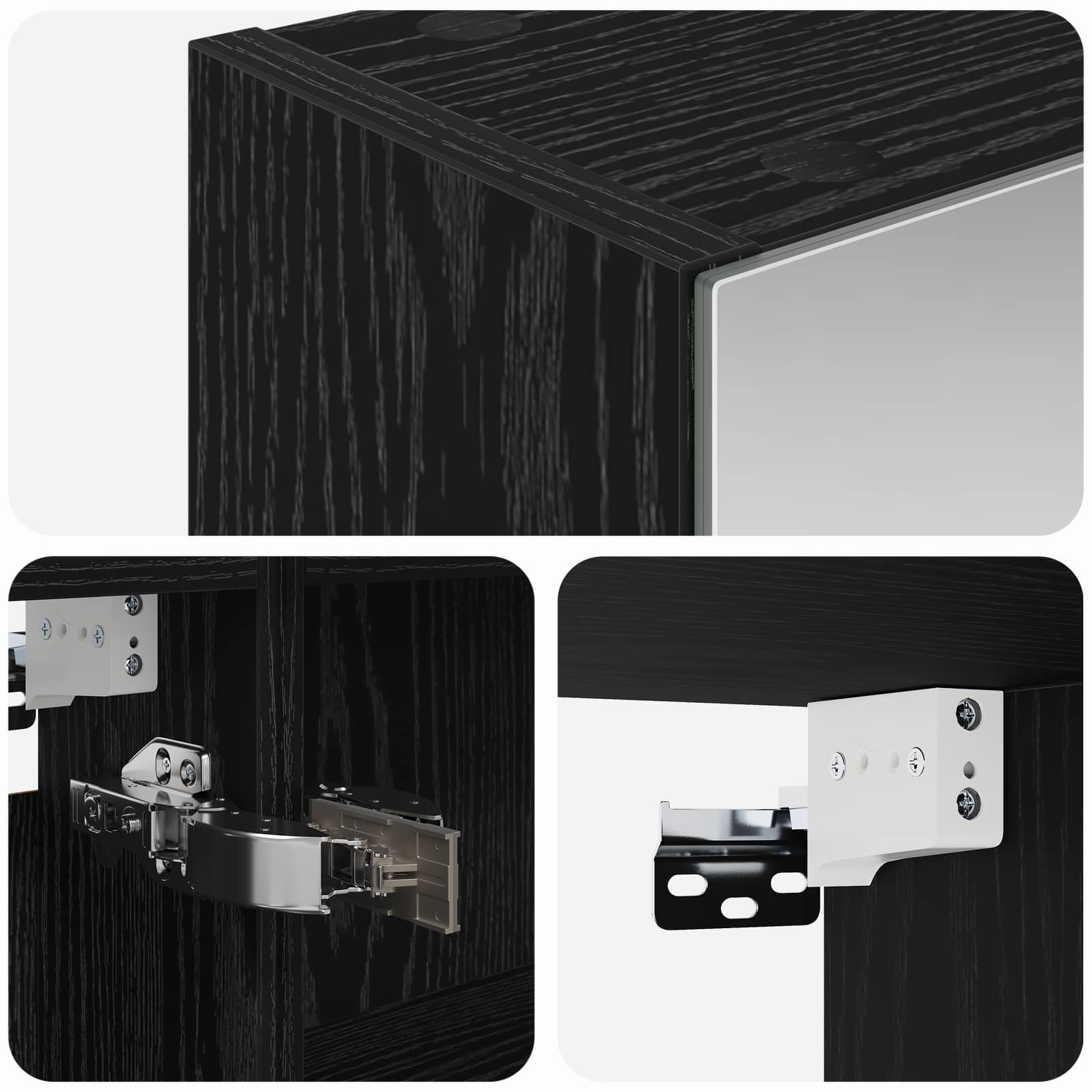 Badezimmerspiegelschrank Schwarz Eichen-Optik 50 x 14,5 x 70 cm