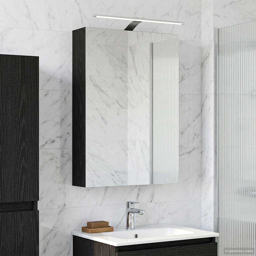 Badezimmerspiegelschrank Schwarz Eichen-Optik 50 x 14,5 x 70 cm