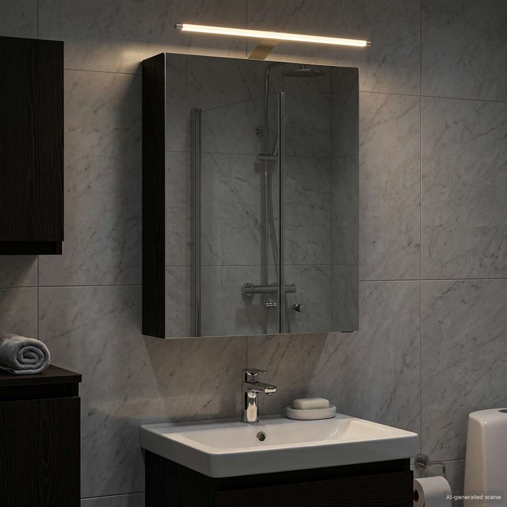 Badezimmerspiegelschrank Schwarz Eichen-Optik 50 x 14,5 x 70 cm