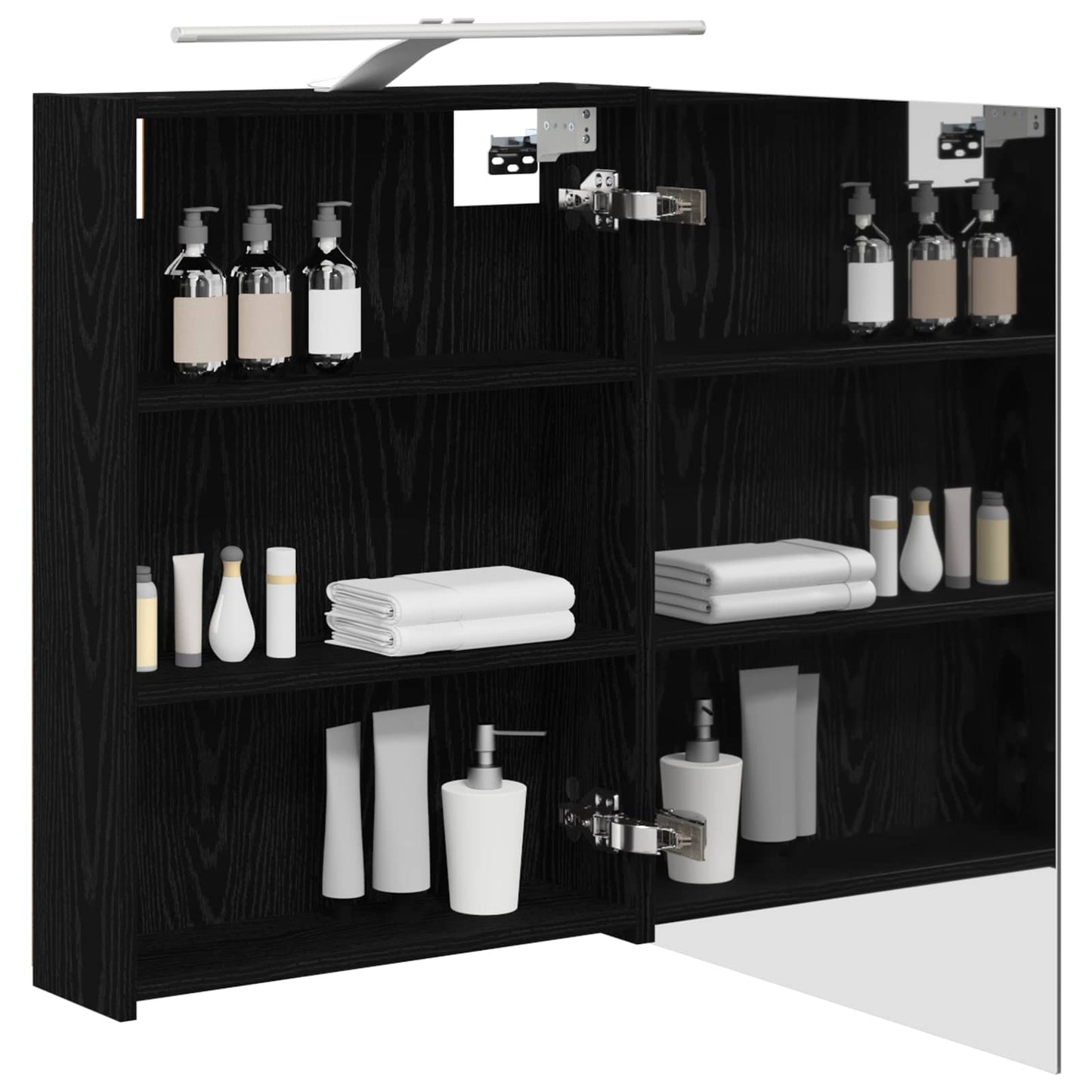 Badezimmerspiegelschrank Schwarz Eichen-Optik 50 x 14,5 x 70 cm