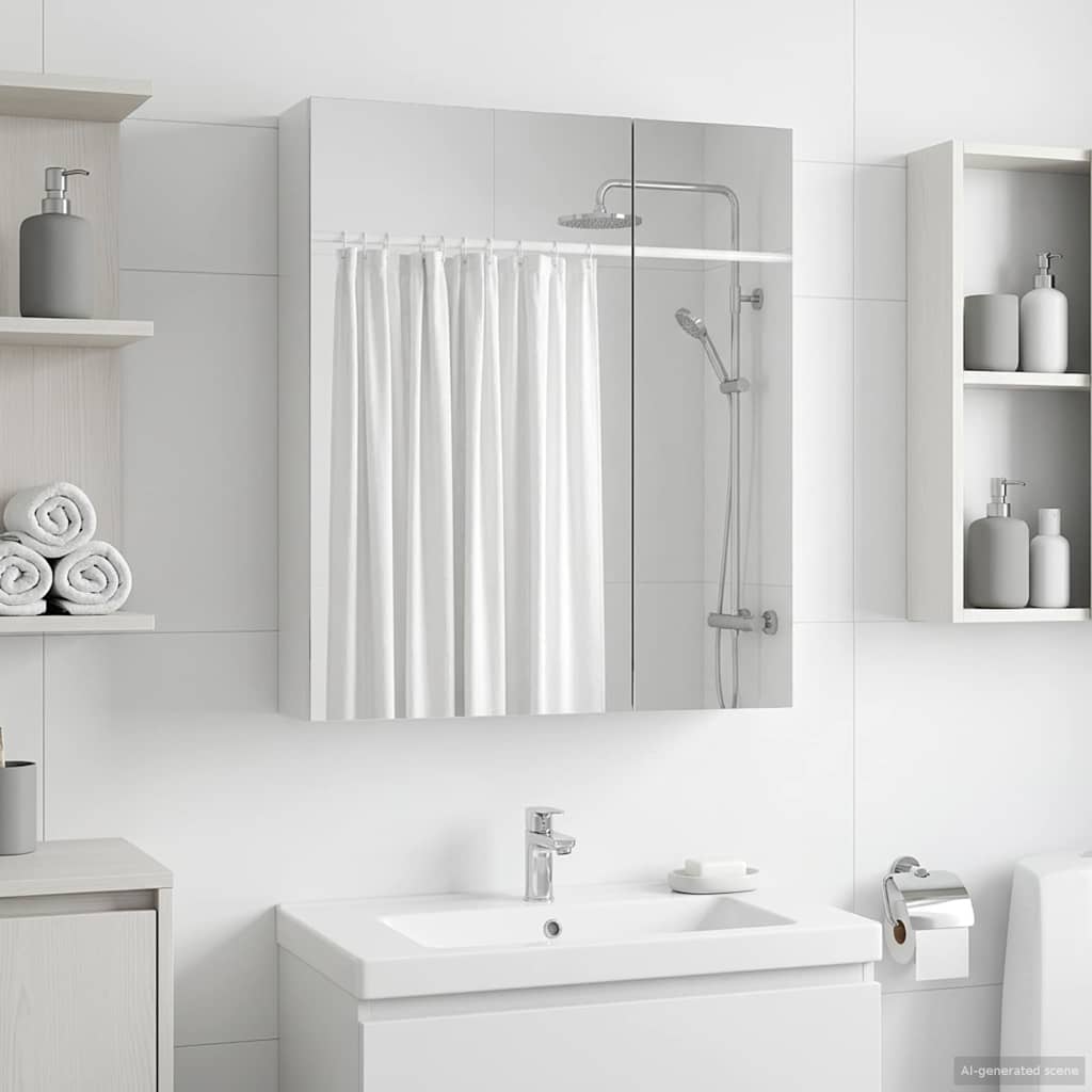 Badezimmerspiegelschrank Weiß 60 x 14,5 x 70 cm Holzwerkstoff