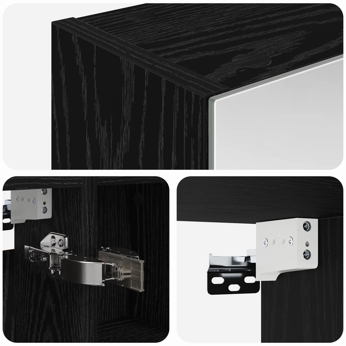 Badezimmerspiegelschrank Schwarz Eichen-Optik 60 x 14,5 x 70 cm