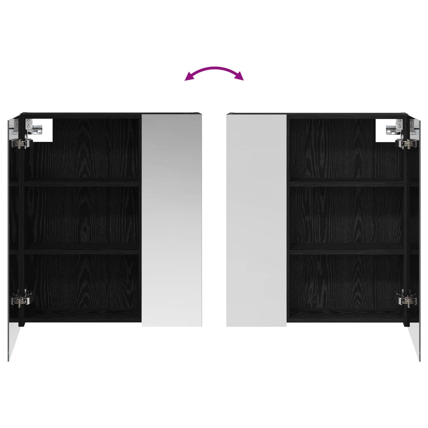 Badezimmerspiegelschrank Schwarz Eichen-Optik 60 x 14,5 x 70 cm
