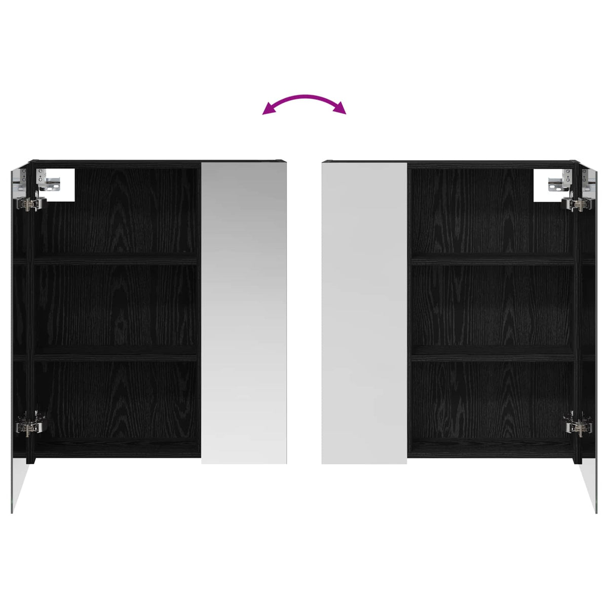 Badezimmerspiegelschrank Schwarz Eichen-Optik 60 x 14,5 x 70 cm