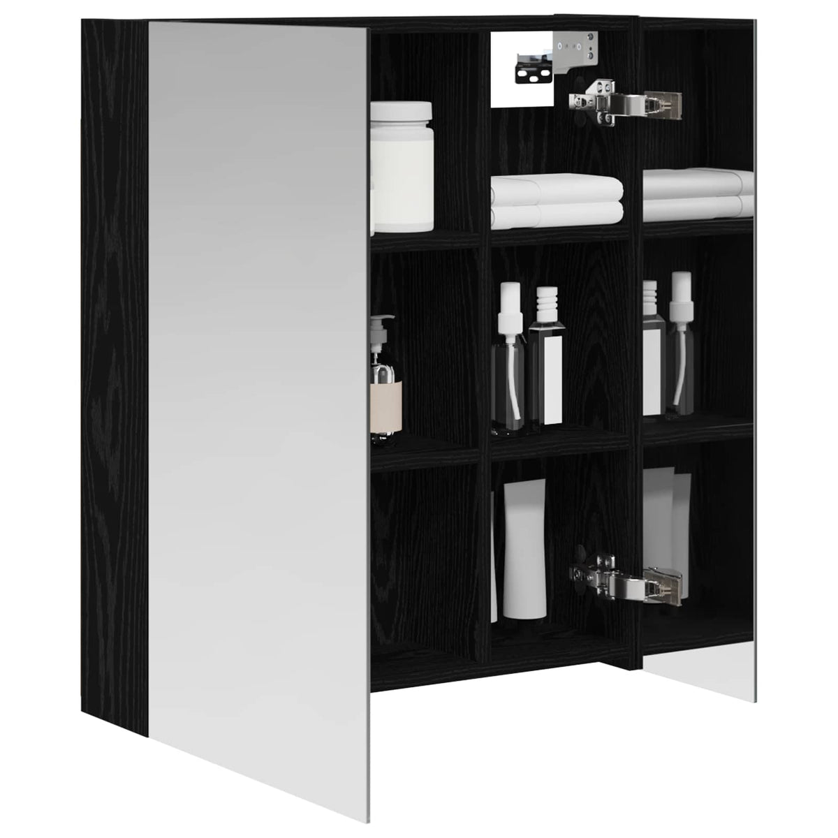 Badezimmerspiegelschrank Schwarz Eichen-Optik 60 x 14,5 x 70 cm