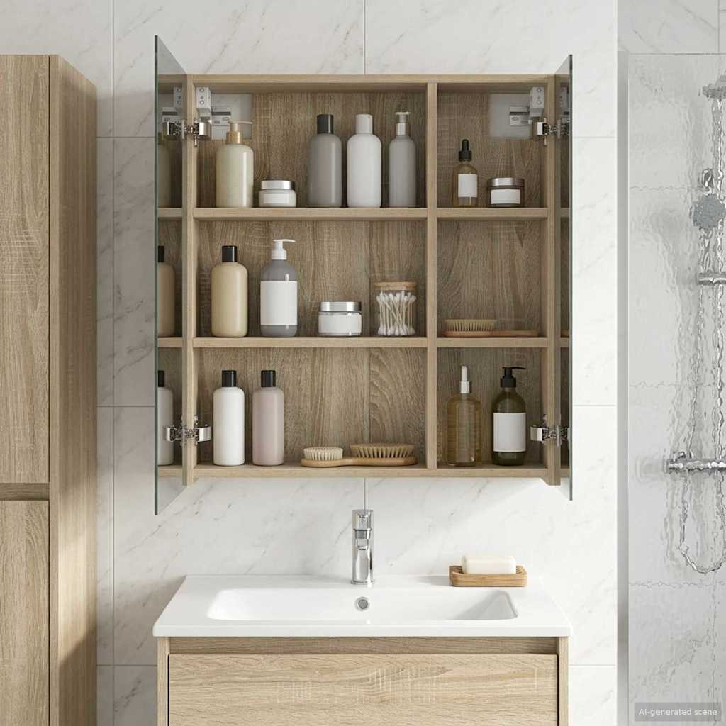 Badezimmerspiegelschrank Sonoma-Eiche 60 x 14,5 x 70 cm
