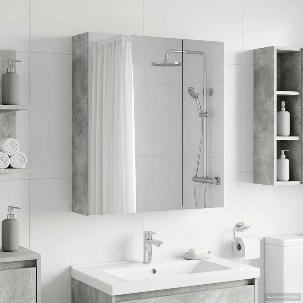 Badezimmerspiegelschrank Beton Grau 60 x 14,5 x 70 cm