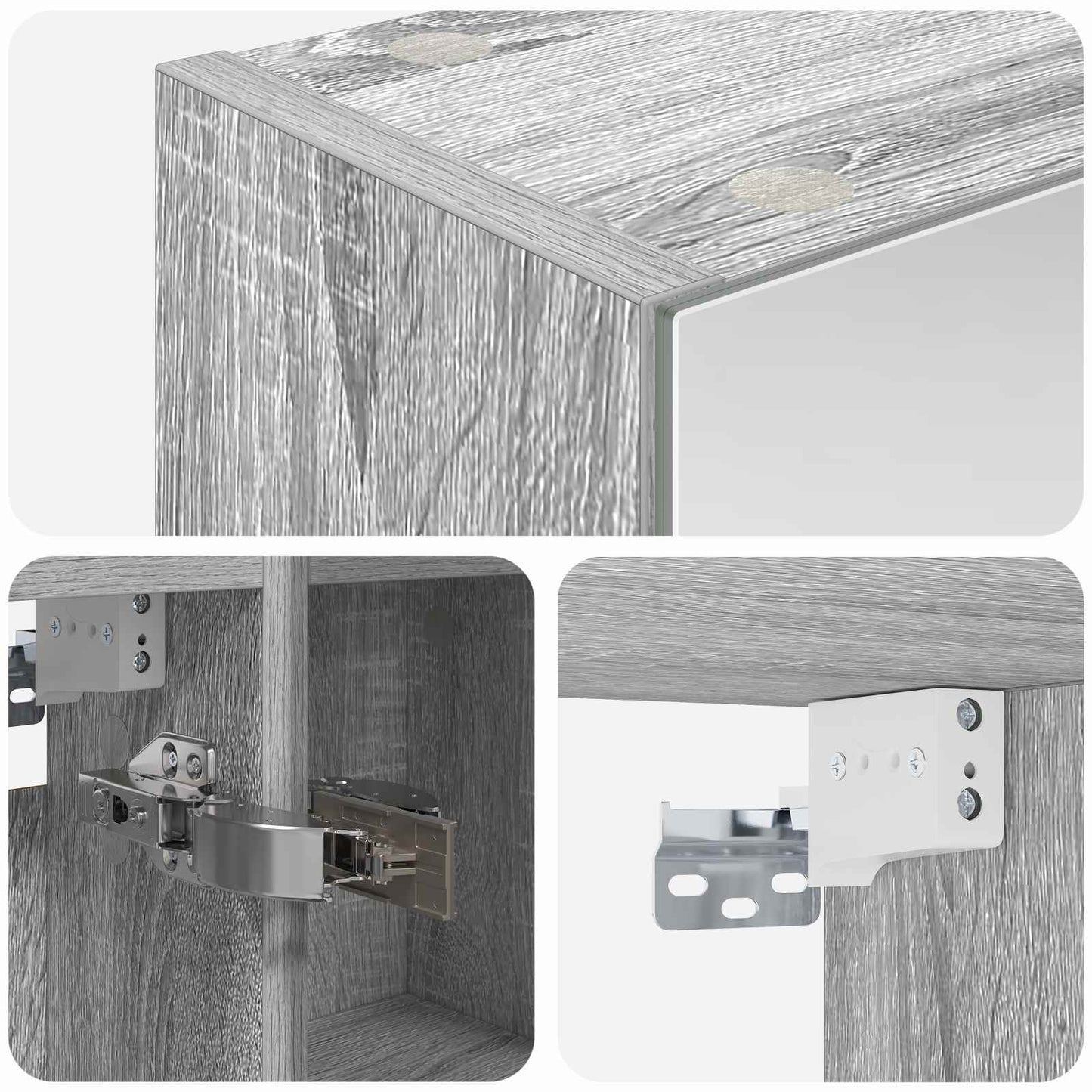 Badezimmerspiegelschrank Graues Sonoma 60 x 14,5 x 70 cm