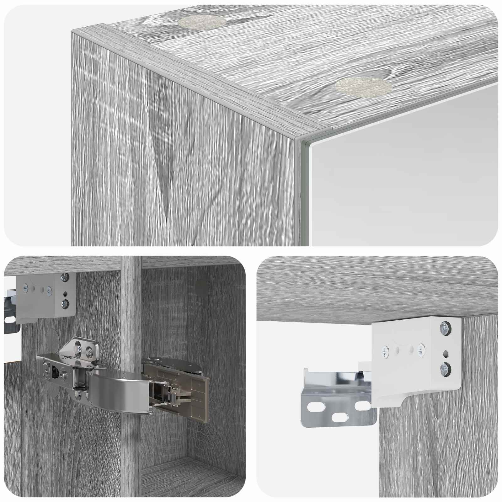 Badezimmerspiegelschrank Graues Sonoma 60 x 14,5 x 70 cm