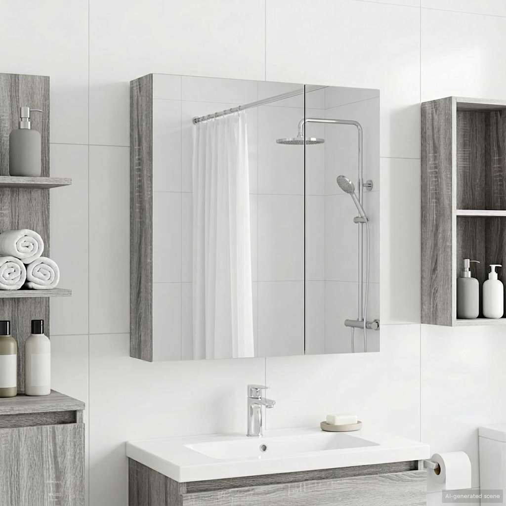 Badezimmerspiegelschrank Graues Sonoma 60 x 14,5 x 70 cm